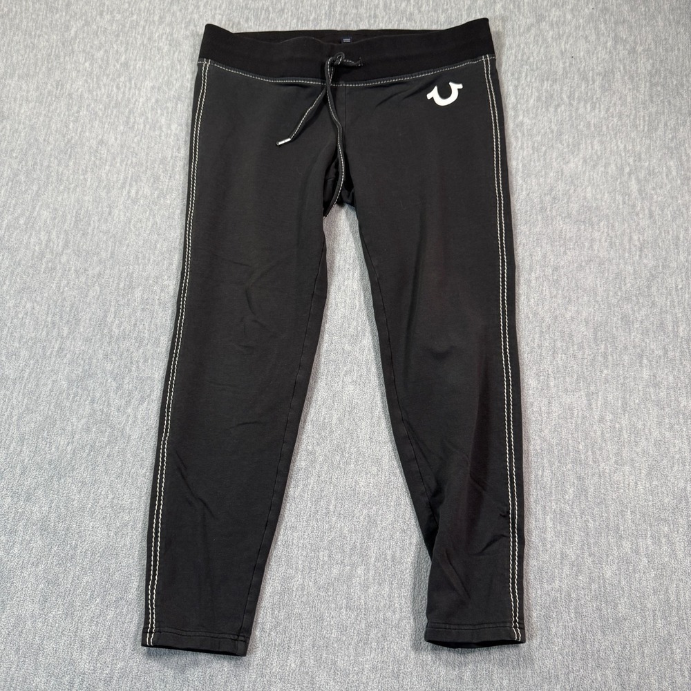 True Religion Black Jogger Leggings with White Logo